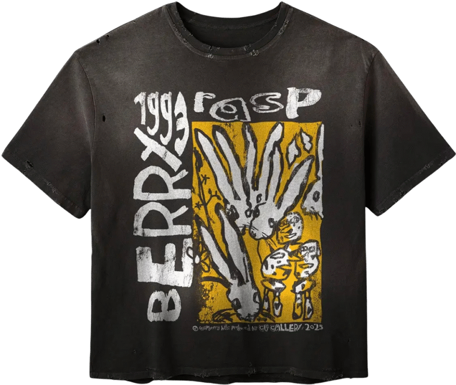 Gold+Vintage Gallery Raspberry Hills Code 77 Black Tee